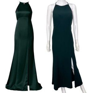 Amsale Bridesmaid Imani Open Back Gown Long Maxi Dress in Emerald Green Size 14
